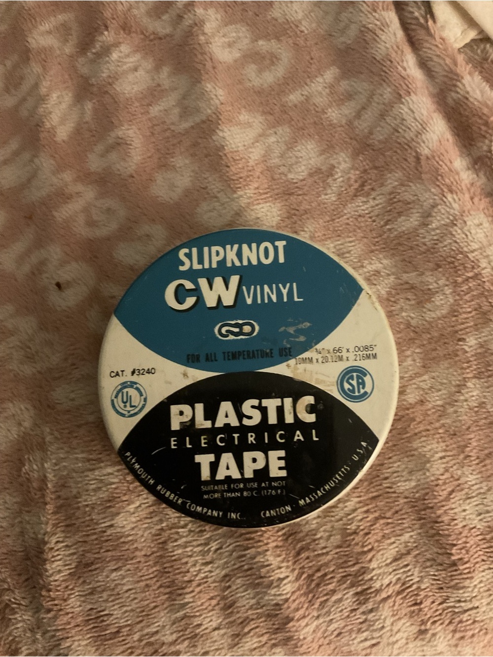 Vtg Slipknot CW Vinyl Plastic Electrical Tape, Tin Can With Tape, 3/4" x 66'